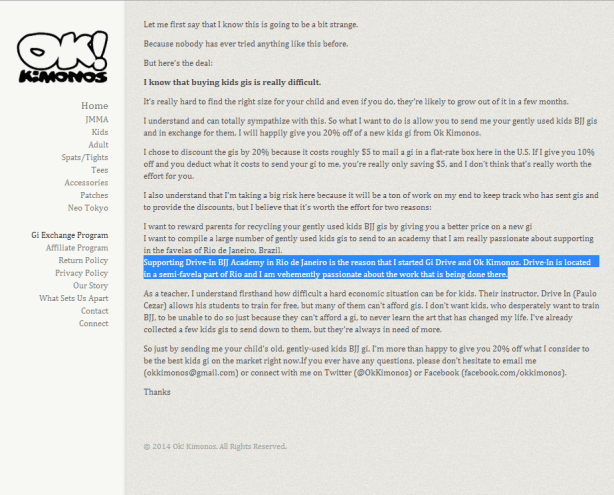 OkKimonos Gi Exchange Program Page